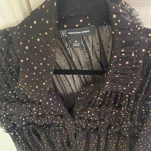 Inc brand holiday blouse. Gold accents. Never worn.